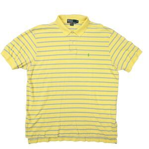 Polo‎ Ralph Lauren Vintage Yellow Light Blue Striped Polo Size XL